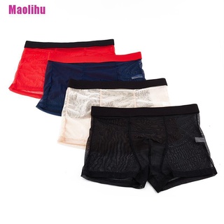 [Maolihu] 4 pzs calzoncillos Sexy sin costuras para hombre ultrafina/ropa interior transparente/boxboxshorts