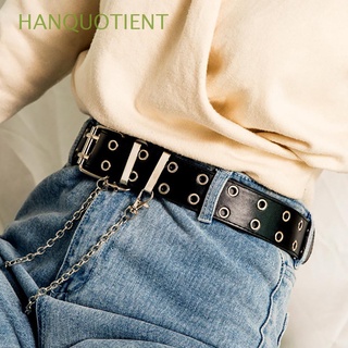 hanquotient personalidad cinturón punk jeans decorativo cuero cinturón mujeres lujo hombres moda aleación doble fila cinturón cadena/multicolor