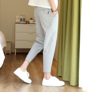 【shengwofu.mx】Spot2021New Cropped Pants Men's Loose Ankle-Tied Straight Summer Thin Casual Pants Men's Slim-Fit Pants Korean Fashion