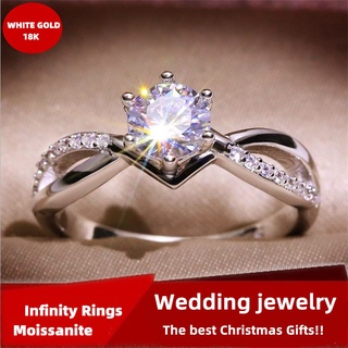 Anillo de diamantes de lujo femenino de plata anillo de compromiso solitario boda estilo clásico joyería Moissanite anillo de fiesta aniversario anillos para las mujeres