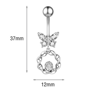 [dynwave1] 14 guage mariposa colgante ombligo anillo piercing vientre anillos barra joyería plata (4)