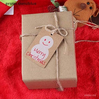 ❤prmx - 100 etiquetas de regalo de navidad, diseño de yute, color azul tkeO