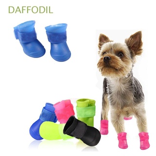 Narcisodil 4 piezas zapatos de perro caliente protector cachorro botas de lluvia impermeable nuevo Color caramelo suministros para mascotas moda PU goma/Multicolor (1)