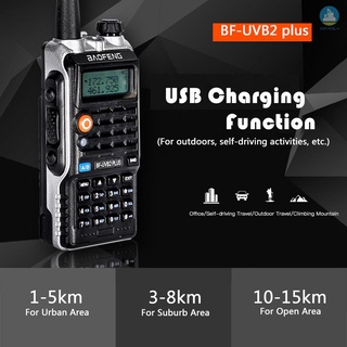 MIM BAOFENG BF-UVB2 Plus FM transceptor de doble banda LCD pantalla de mano Interphone 128CH de dos vías portátil soporte de Radio largo alcance de comunicación largo tiempo de espera claro voz Walkie Talkie negro enchufe de ee.uu. (3)