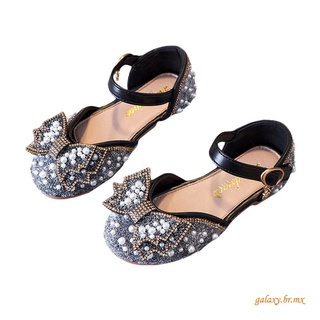 LAA6-Baby Girls Rhinestone sandalias, arco princesa zapatos con gancho y bucle