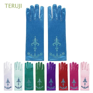 teruji guantes de dedo elsa guantes niños princesa manoplas congelados guantes coronación fiestas largos 24 cm disfraz accesorios niñas lentejuelas impreso/multicolor