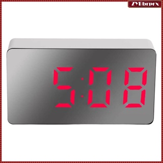 reloj despertador digital, led mesita de noche regulable espejo pantalla con 2 alarmas/snooze/temperatura, no tictac,