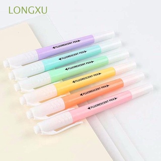LONGXU 6Pcs/Set Double Head Gift Highlighter Pen Fluorescent Pen Markers Pastel Drawing Pen Candy Color Office Supplies School Supplies Student Supplies Stationery Markers Pen