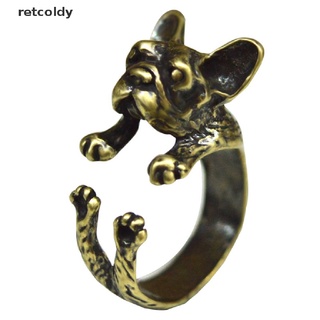 [retc] anillos de envoltura de animales vintage francés bulldog regalo para mujeres y hombres joyería de moda m2 (8)