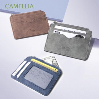 Camelia minimalista de los hombres de la tarjeta de la cartera de dinero corto Mini bolso de negocios Multi-tarjeta esmerilada monedas bolsa mate de cuero de la PU Retro titular de la tarjeta de crédito/Multicolor (1)