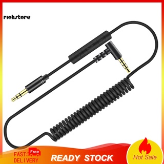<richstore> Cable de Audio auxiliar para coche macho a macho/Cable de ángulo recto con Control de volumen de micrófono