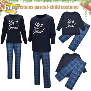 2 piezas de la familia de coincidencia de ropa para navidad pijamas conjunto impreso Let it Snow navidad ropa de dormir (1)