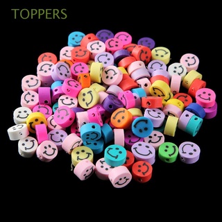 TOPPERS 100pcs New Spacer Beads Art Smiley Loose Bead Handmade DIY Necklace Scrapbook Jewelry Making Mixed Crafts Polymer Clay