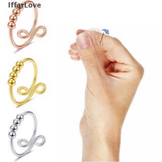[IffarLove] Adjustable Open Rings Beads Rotate Anti Stress Anxiety Men Women Ring Jewelry .