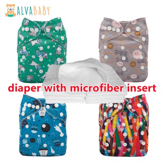 New ALVA Baby Cloth Diaper 1Set With 3layer Microfiber Insert Reusable Washable Pocket Diapers Fit Newborn To 36 Moths