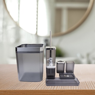 [brhellery] juego de accesorios de encimera de baño 7 piezas cepillo de inodoro vaso taza