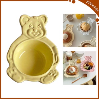 Korean Style Cartoon Ceramic Bowl Cereal Breakfast Bear-shaped Oatmeal Bowl Easy to Clean Yogurt Salad Bowl Soup Baking