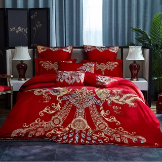 （Total）Zhenyi textiles para el hogar 2020Nuevo conjunto de cuatro piezas para boda-Riqueza traída por el dragón y El Fénix