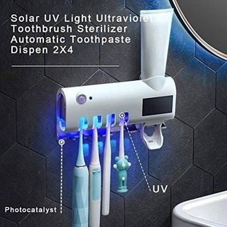 Dispensador de pasta de dientes y porta cepillos con esterilizador inteligente de luz UV