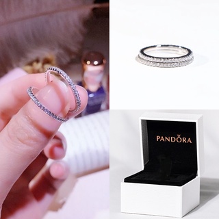 Pandora Con Caja Promesa Anillo Mujer Plata Esterlina 925 Micro-Set Moissanite Diamante Apilado Regalo Para Novia