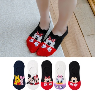 Disney 5 pares/lote Casual lindo mujeres Scoks de dibujos animados animal Mickey Mouse Donald pato invisible tobillo calcetines de algodón feliz divertido calcetín