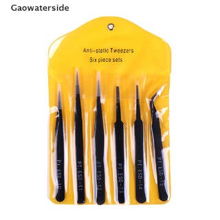 Gaowaterside 6 piezas pinzas antiestáticas esd herramienta de reparación de precisión curvada pinzas rectas mi