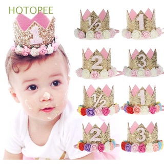 hotopee moda banda de pelo bebé falso sombrero bebé flor letra headwear edad de cumpleaños fiesta festival niños regalos encantador brillante diadema