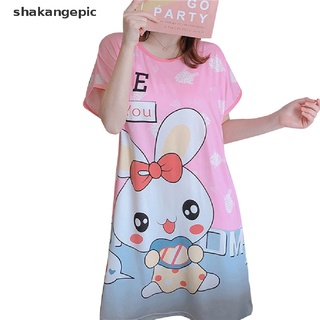[shakangepic] más el tamaño de dibujos animados pijamas cómodo manga corta vestido de dibujos animados ropa de dormir