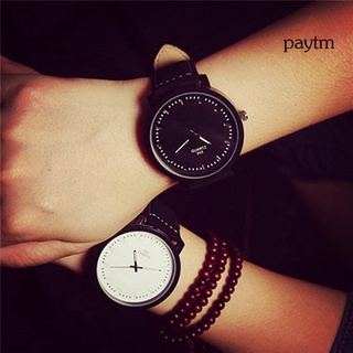 [pm] Reloj de pulsera analógico de cuarzo deportivo con banda de cuero sintético/pulsera/Unisex/a la moda