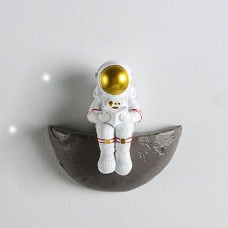 Estatua De Astronauta Nórdica Tardía De Resina Divertida Luna Cohete Colgante De Pared Arte Decoración (5)
