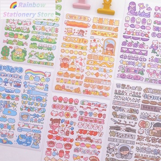 arco iris 6 piezas color planeta serie y pegatinas ins decorativo pequeño patrón cuaderno niña mano tienda material