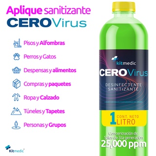 CeroVirus Sanitizante 1L rinde 100Lts Aroma Campos Verdes COFEPRIS Sales Cuaternarias Desinfectante (7)