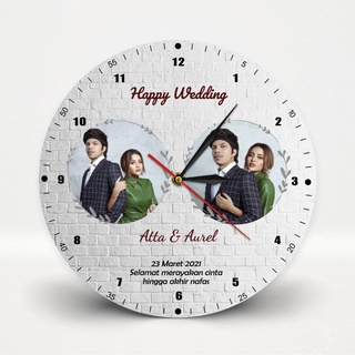 (Fwat) Único reloj de pared de madera personalizado foto boda regalo hecho a mano
