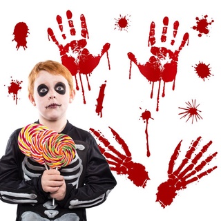 Huellas dactilares de sangre roja de Halloween pegatinas de pared de miedo Graffiti ventana pegatina de Halloween DIY decoración del hogar pegatina de PVC