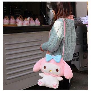 BRUGH Regalos exquisitos Bolso de hombro de felpa Kawaii Kuromi Mochilas de felpa Juguetes sufridos Regalos para niños Anime Kitty Jam Dibujos animados Pochacco Mymelody (6)