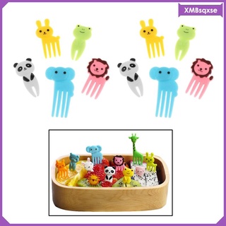 [qxse] 10 pzs tenedores de frutas para alimentos, tenedores para niños lindos, horquillas para decoración de cajas de bento, tenedores pequeños para tartas, postres (1)