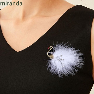 MIRANDA Elegante Pin de broche Mujer Joyería de moda Clip de bufanda Fiesta Cisne Perlas de perlas Pluma Lujo Pájaro Accesorios de vestir/Multicolor