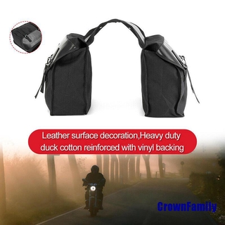 (CrownFamily) motocicleta Touring sillín bolsa negro lona impermeable alforjas (2)