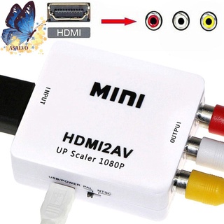 asalvo negro/blanco 1080p compuesto convertidor mini hdmi a rca av audio cable de vídeo adaptador cvbs con cable usb para tv hd/multicolor (1)