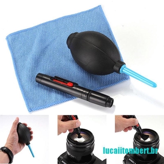 () 3 en 1 limpiador de lente limpiador de polvo pluma soplador kit de tela para cámara dslr vcr