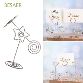 BESAER 1/5pcs Metallic Clamps Stand Romantic Photos Clips Place Card Paper Clamp Fashion Heart Shape Rose Gold Desktop Decoration Wedding Supplies Table Numbers Holder/Multicolor
