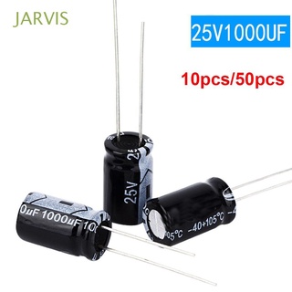 jarvis 50pcs condensadores 16-50v 25v1000uf condensador electrolítico aluminio componente durable común 1000uf/25v