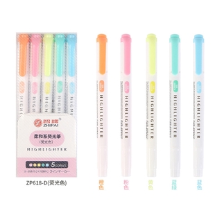 5Pcs/set Japanese Stationery Mild Liner Double Headed Highlighter Pen Marker Pen Children's Drawing Pen Stationery Supplies (9)