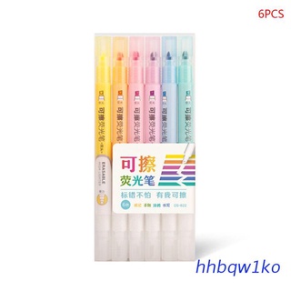 hhbqw1ko.mx 6pcs Double Head Erasable Highlighter Pen Marker Pastel Liquid Chalk Fluorescent Pencil Drawing Stationery