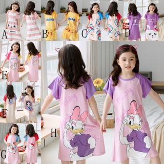 Coreano lindo niños camisón de verano de manga corta niña vestido de bebé niña de dibujos animados pijamas Casual pijamas vestidos coreano lindo ropa de dormir ropa de dormir