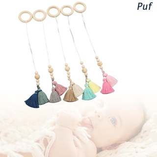 fss. 5 Pcs/Set Baby Gym Frame Pendant Knitting Wool Tassel Wooden Ring Teether Rattle Infants Newborn Teething Nursing Molar