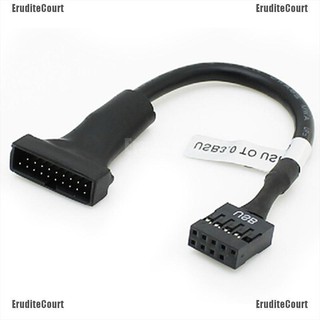 Eruditecourt 19/20 Pin USB hembra a 9 pines USB macho placa base cable adaptador (2)
