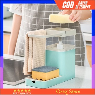 Dispensador de jabón para lavar platos, soporte para bomba de esponja, colgador 3 en 1, color rosa1094a