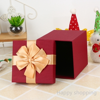 nueva caja cuadrada simple y de alta gama de color sólido arco caja de embalaje de manzana de caramelo de navidad