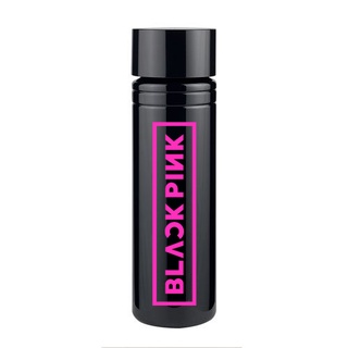 botella cilindro color negro para agua logo blackpink